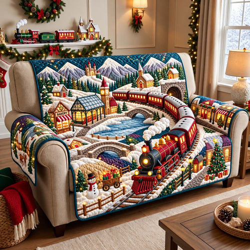 Snowy Village Express Quilted Sofa Cover GFTONTD3777