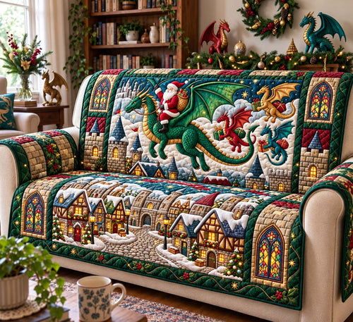 Santa Dragon Rider Quilted Sofa Cover GFTONTD3780