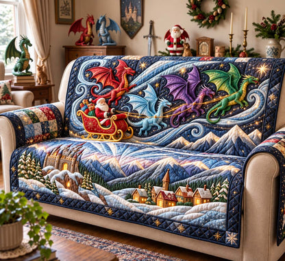 Christmas Dragon Parade Quilted Sofa Cover GFTONTD3784