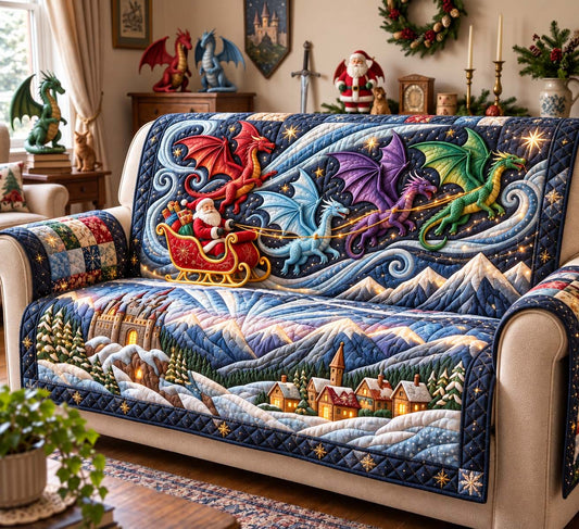 Christmas Dragon Parade Quilted Sofa Cover GFTONTD3784
