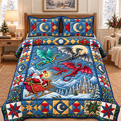 Moonlit Dragon Sleigh 3-Piece Quilted Bedding Set GFTONTD3805