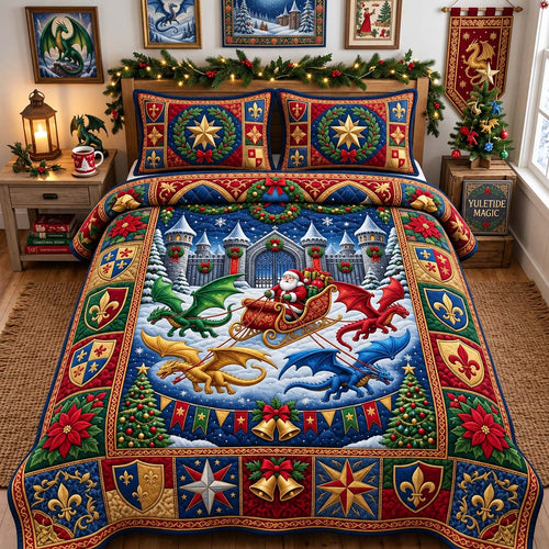 Royal Dragon Christmas 3-Piece Quilted Bedding Set GFTONTD3806