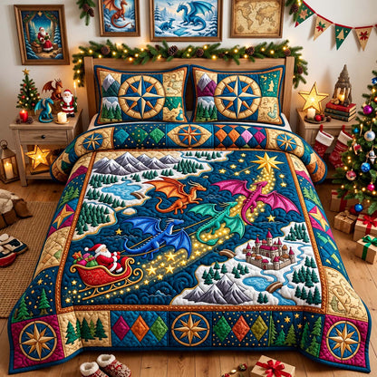Dragon Christmas Quest 3-Piece Quilted Bedding Set GFTONTD3810