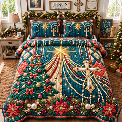 Bethlehem Star Cross 3-Piece Quilted Bedding Set GFTONTD3824