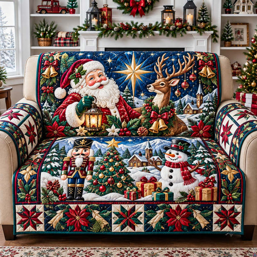Santa Winter Friends Quilted Sofa Cover GFTONTD3825