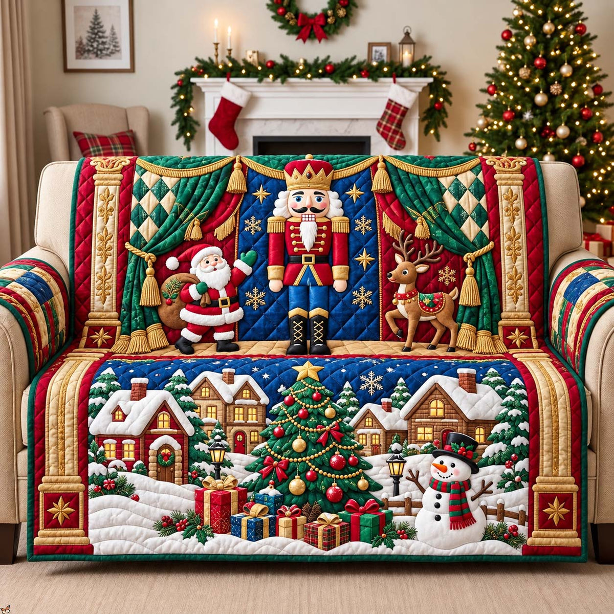 Nutcracker Christmas Stage Quilted Sofa Cover GFTONTD3826