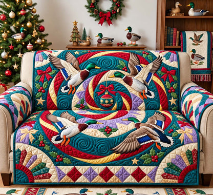 Christmas Mallard Swirl Quilted Sofa Cover GFTONTD3832