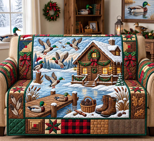 Winter Duck Lodge Quilted Sofa Cover GFTONTD3834