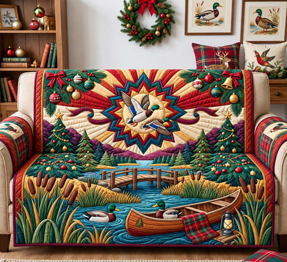 Christmas Pond Mallards Quilted Sofa Cover GFTONTD3836