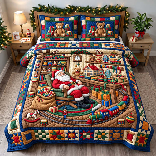 Santa Toyshop Nap 3-Piece Quilted Bedding Set GFTONTD3869