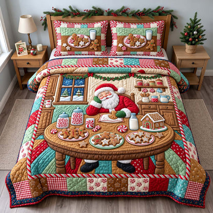 Santa Cookie Break 3-Piece Quilted Bedding Set GFTONTD3870