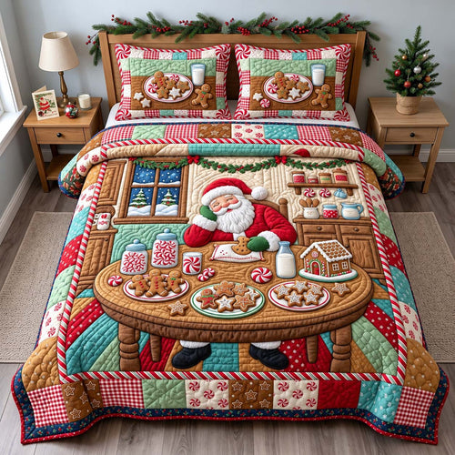 Santa Cookie Break 3-Piece Quilted Bedding Set GFTONTD3870