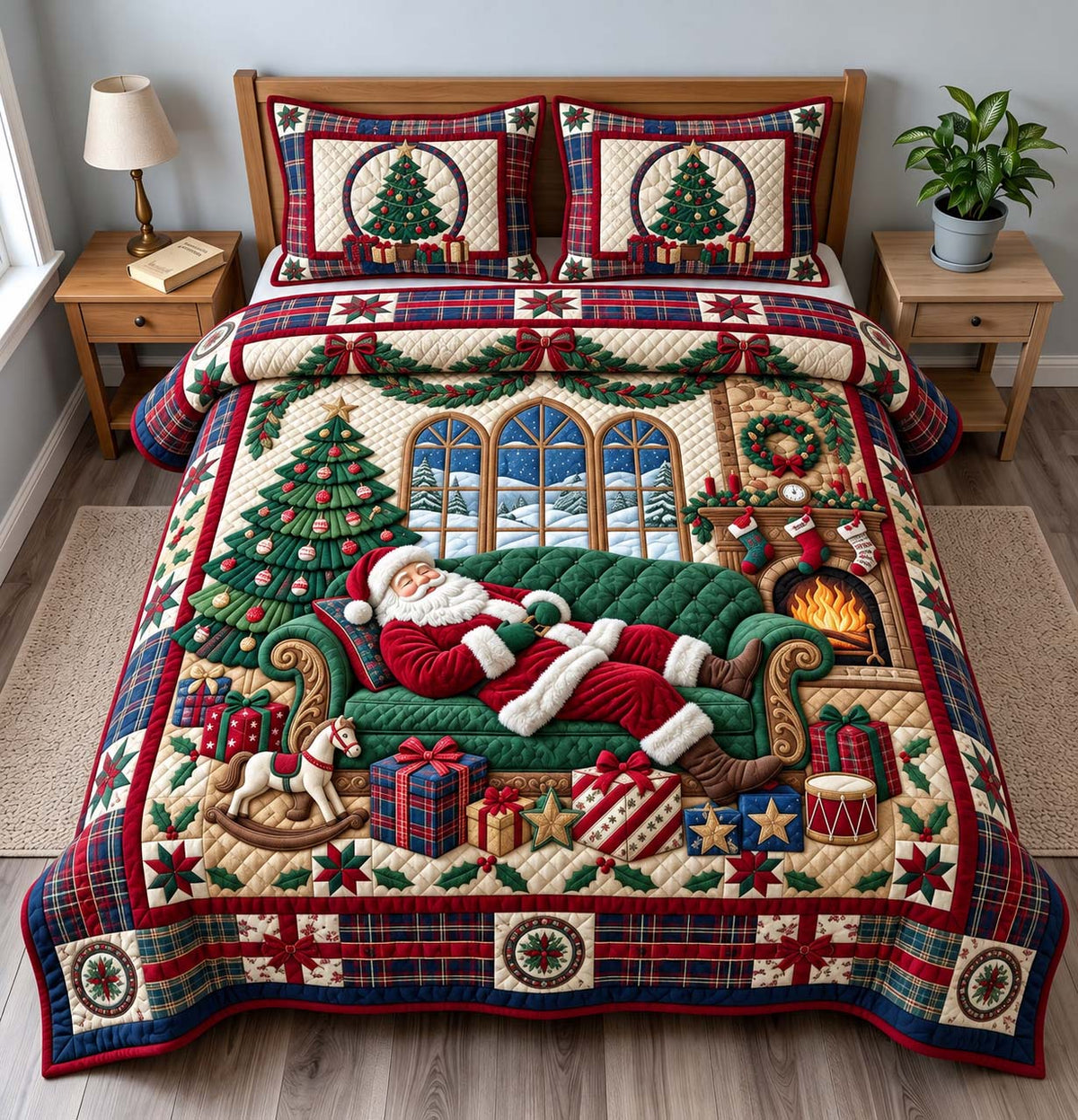 Santa Sofa Snooze 3-Piece Quilted Bedding Set GFTONTD3872