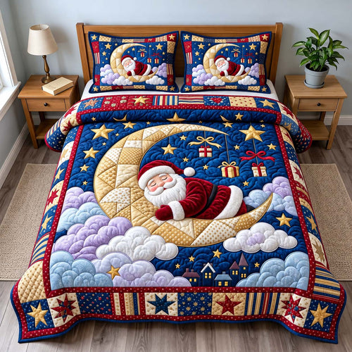 Santa Moonlight Dreams 3-Piece Quilted Bedding Set GFTONTD3873