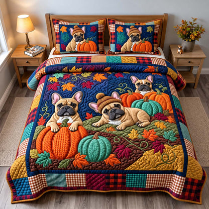 Pumpkin Patch Pups 3-Piece Quilted Bedding Set GFTONTD3886