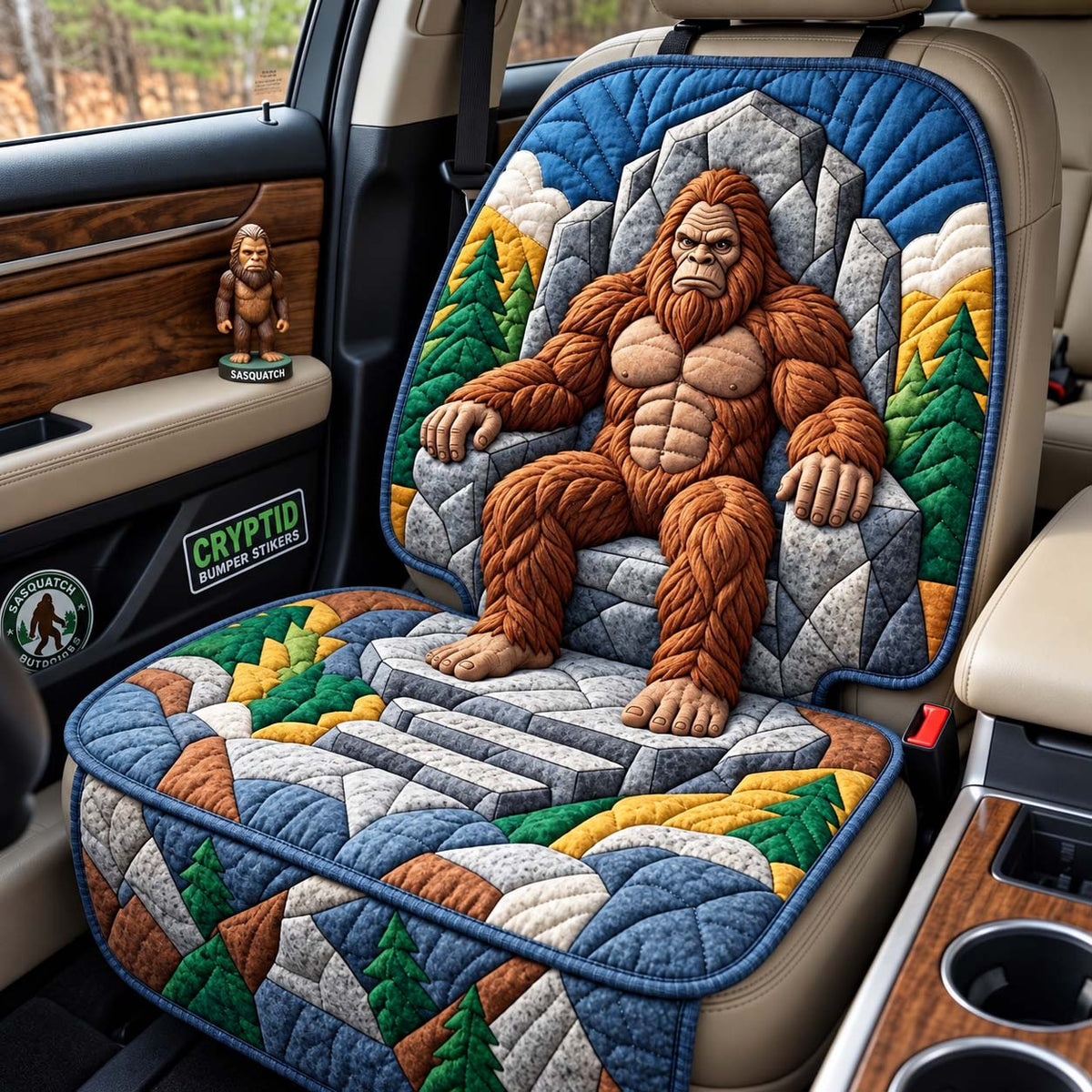 Bigfoot Stone Throne Quilted Car Seat Protector GFTONTD3892