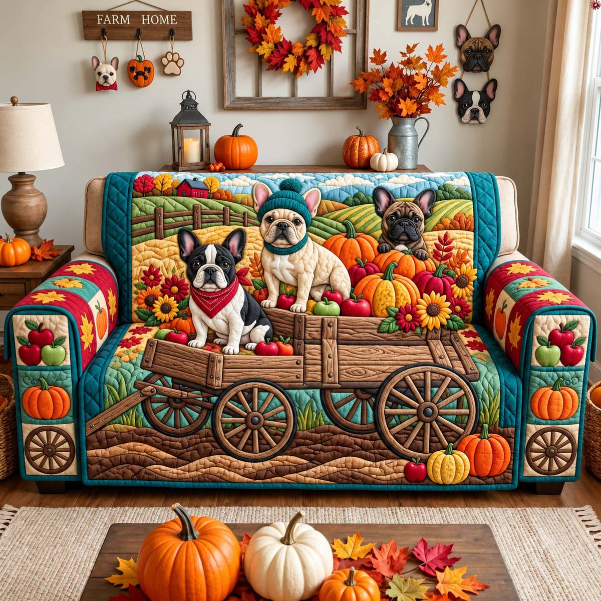 Harvest Wagon Frenchies Quilted Sofa Cover GFTONTD3904