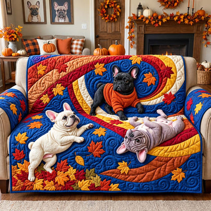 Autumn Swirl Frenchies Quilted Sofa Cover GFTONTD3905