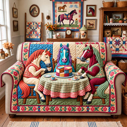 Horse Tea Party Quilted Sofa Cover GFTONTD3915