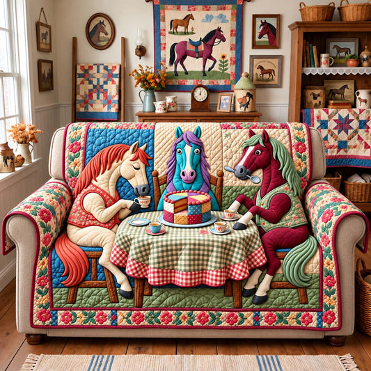 Horse Tea Party Quilted Sofa Cover GFTONTD3915