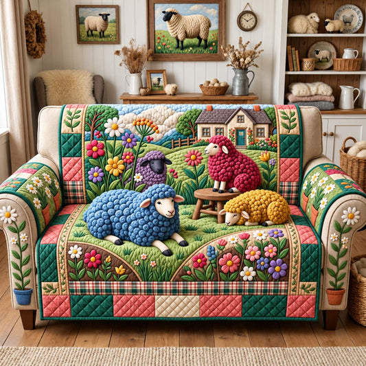 Cottage Garden Flock Quilted Sofa Cover GFTONTD3920