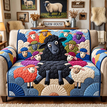 Black Sheep Family Quilted Sofa Cover GFTONTD3922