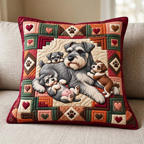 Schnauzer Family Love Quilted Pillow Case GFTONTD3924C1
