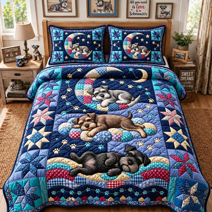Schnauzer Dreamland 3-Piece Quilted Bedding Set GFTONTD3930