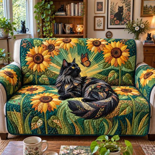 Sunflower Shadow Cat Quilted Sofa Cover GFTONTD3951