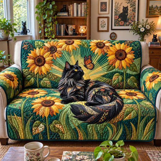 Sunflower Shadow Cat Quilted Sofa Cover GFTONTD3951