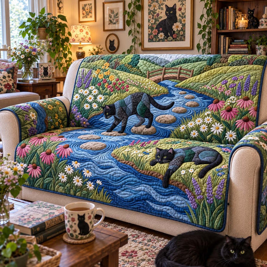 Meadow Creek Cats Quilted Sofa Cover GFTONTD3954