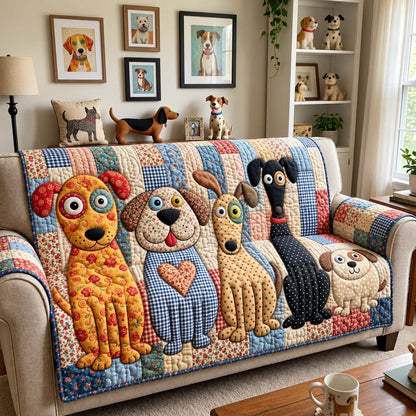 Funny Dog Parade Quilted Sofa Cover GFTONTD3959