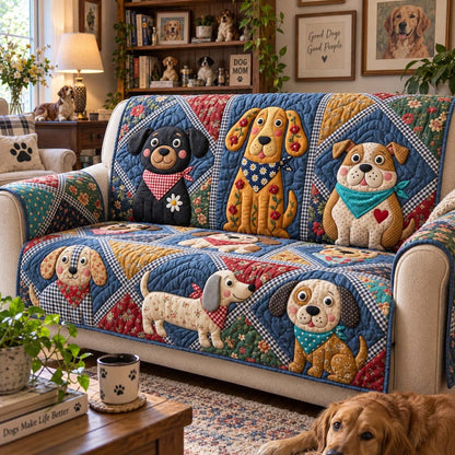 Happy Dog Cottage Quilted Sofa Cover GFTONTD3962