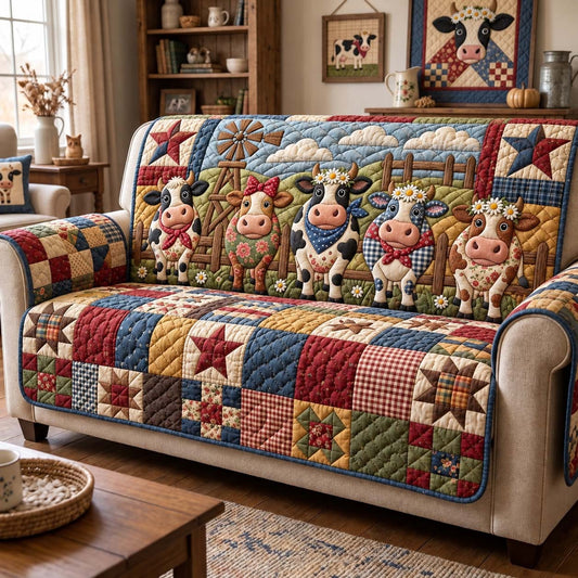 Barnyard Cow Parade Quilted Sofa Cover GFTONTD3965