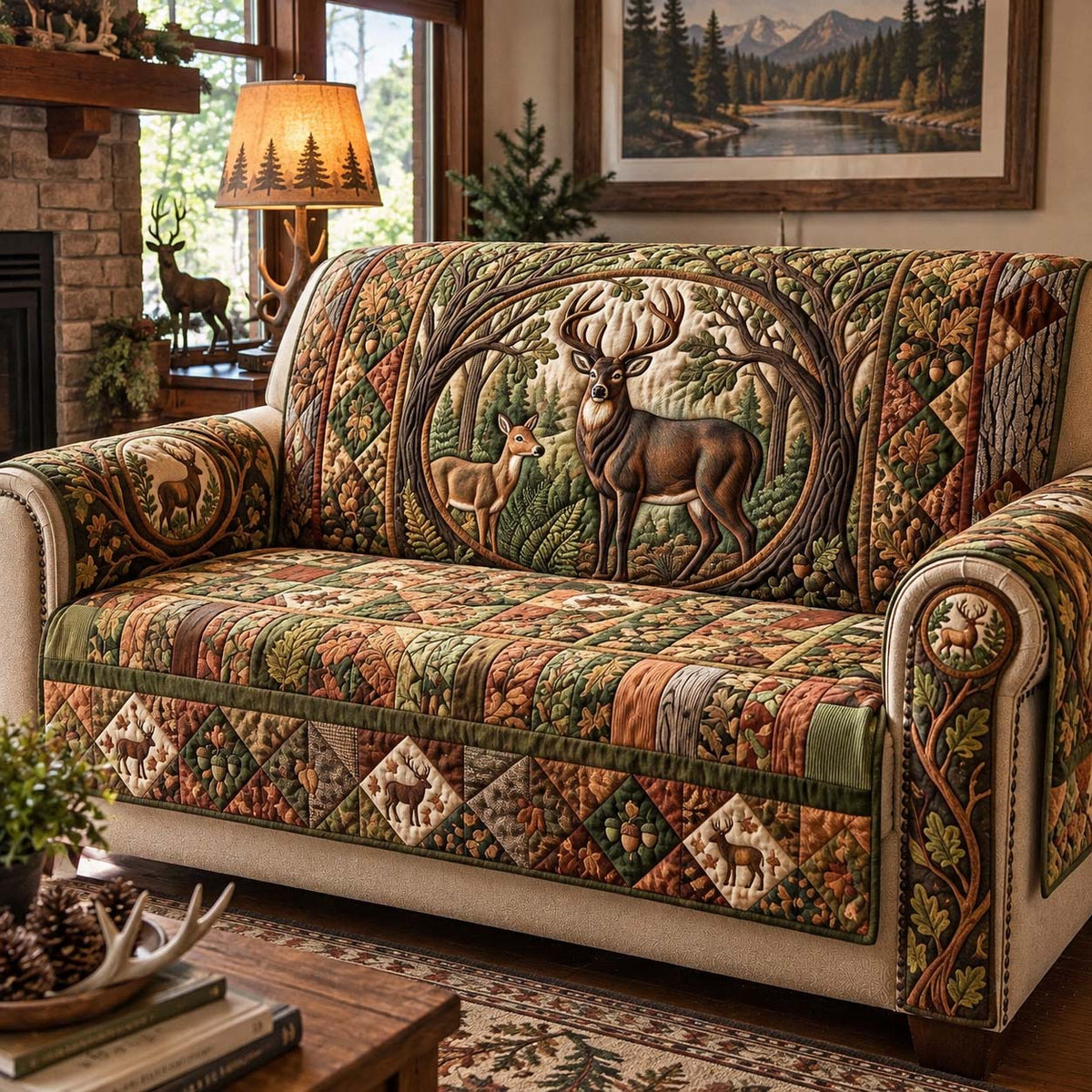 Woodland Buck Legacy Quilted Sofa Cover GFTONTD4008