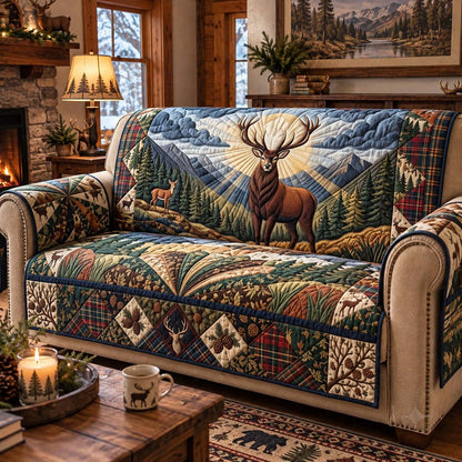 Majestic Forest Buck Quilted Sofa Cover GFTONTD4012