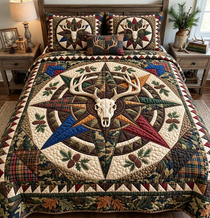 Hunter Compass Skull 3-Piece Quilted Bedding Set GFTONTD4025