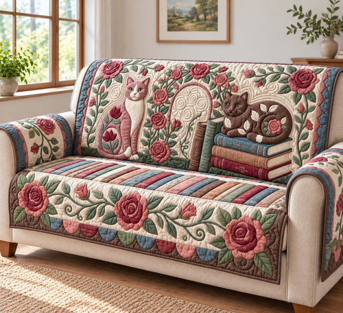 Rose Garden Readers Quilted Sofa Cover GFTONTD4044