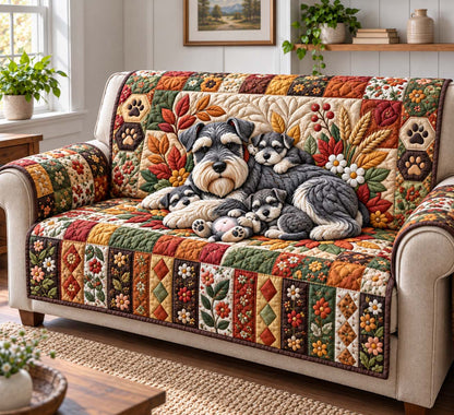 Schnauzer Paw Parade Quilted Sofa Cover GFTONTD4047