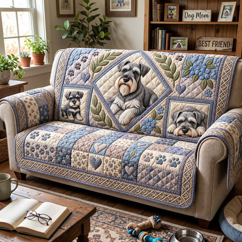 Schnauzer Family Tree Quilted Sofa Cover GFTONTD4050