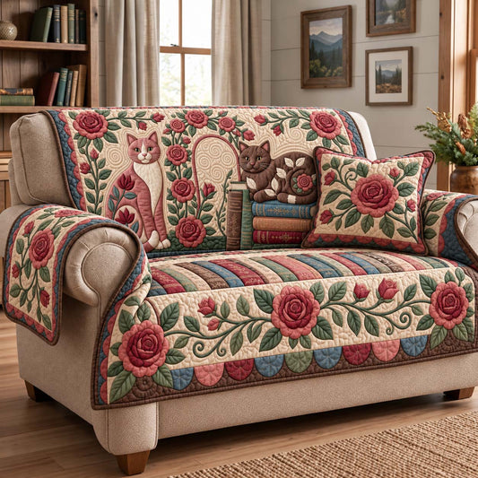 Rose Garden Readers Quilted Sofa Cover GFTONTD4072
