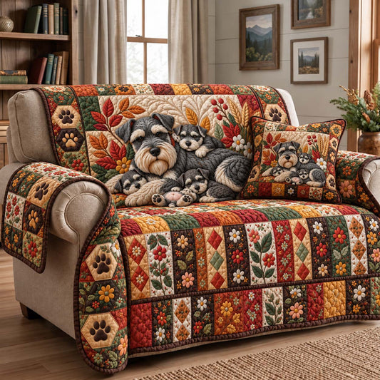 Autumn Schnauzer Cuddle Quilted Sofa Cover GFTONTD4075
