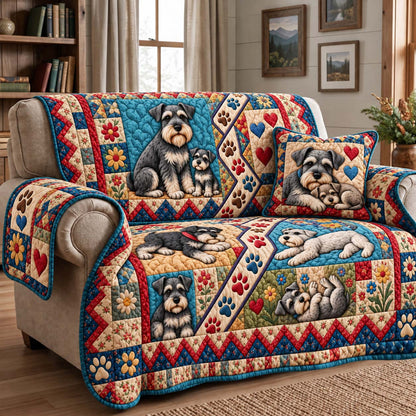 Patchwork Schnauzer Days Quilted Sofa Cover GFTONTD4076
