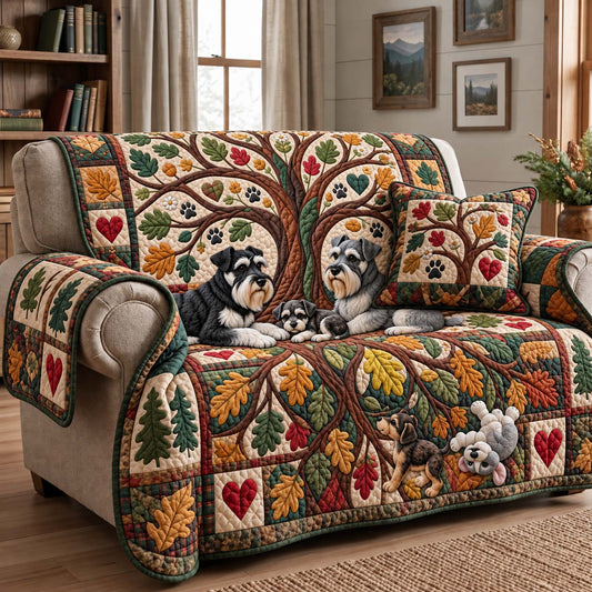 Schnauzer Family Tree Quilted Sofa Cover GFTONTD4077
