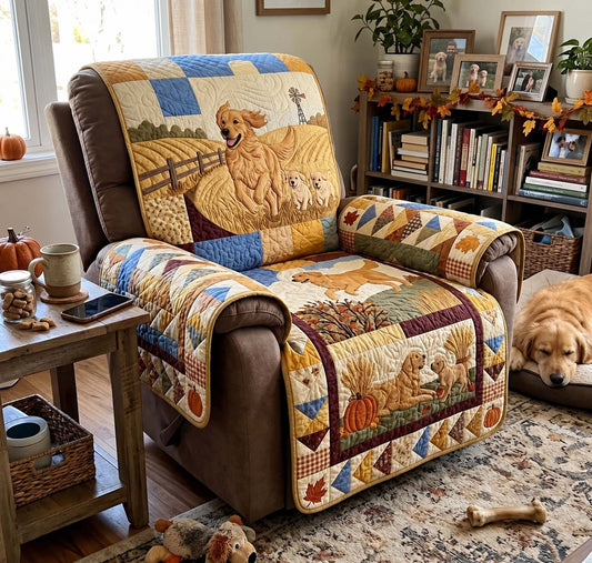 Harvest Field Goldens Quilted Sofa Cover GFTONTD4083