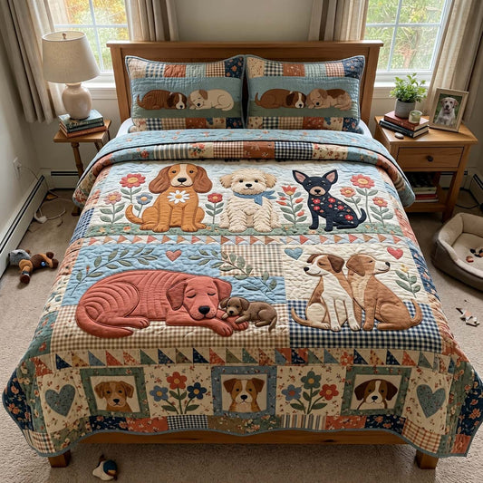 Cozy Puppy Dreams 3-Piece Quilted Bedding Set GFTONTD4102