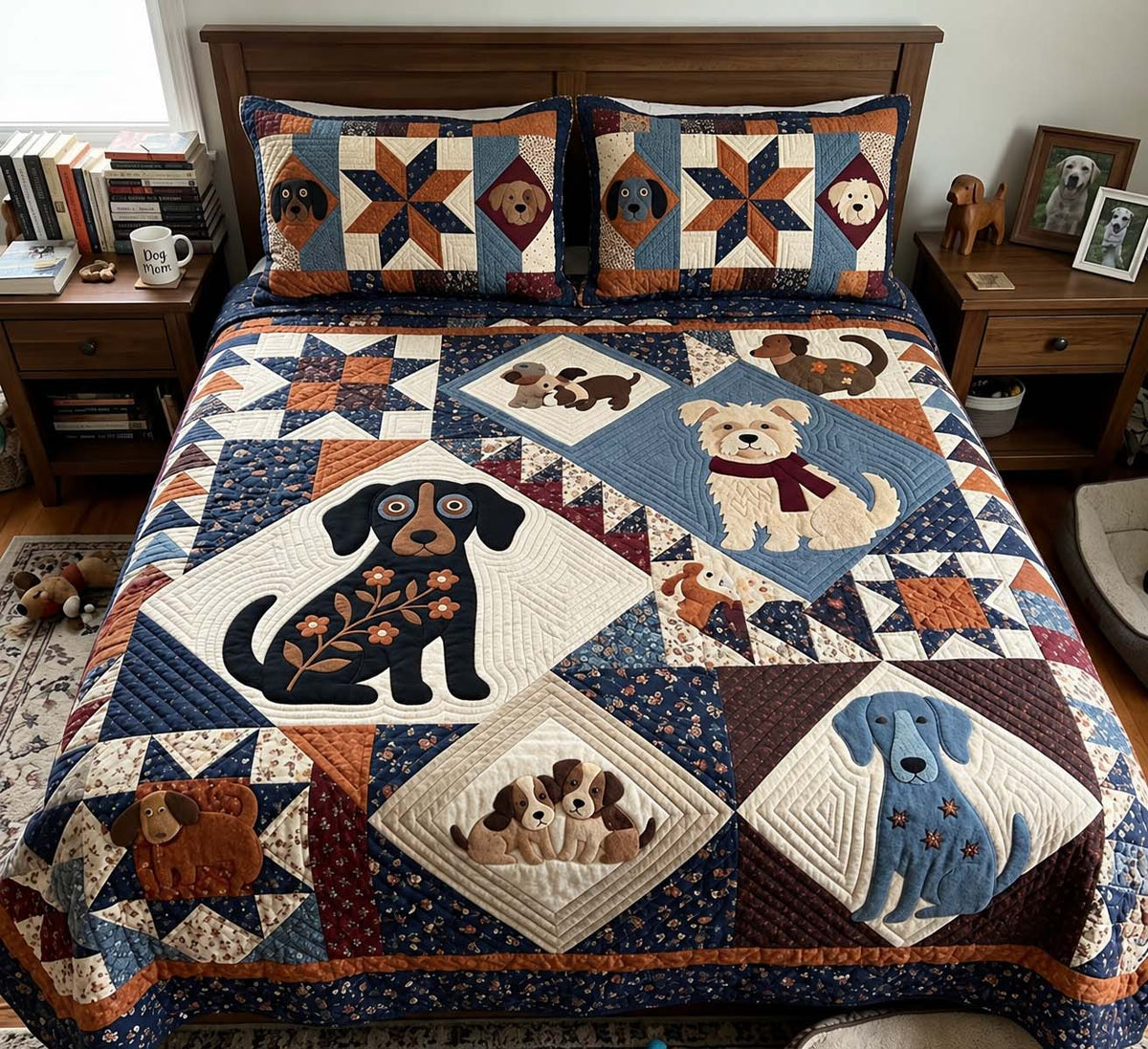 Dog Star Patchwork 3-Piece Quilted Bedding Set GFTONTD4103