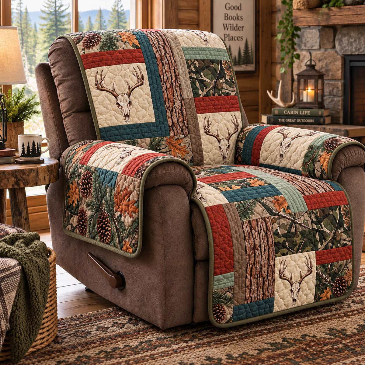 Rustic Deer Camp Quilted Sofa Cover GFTONTD4120