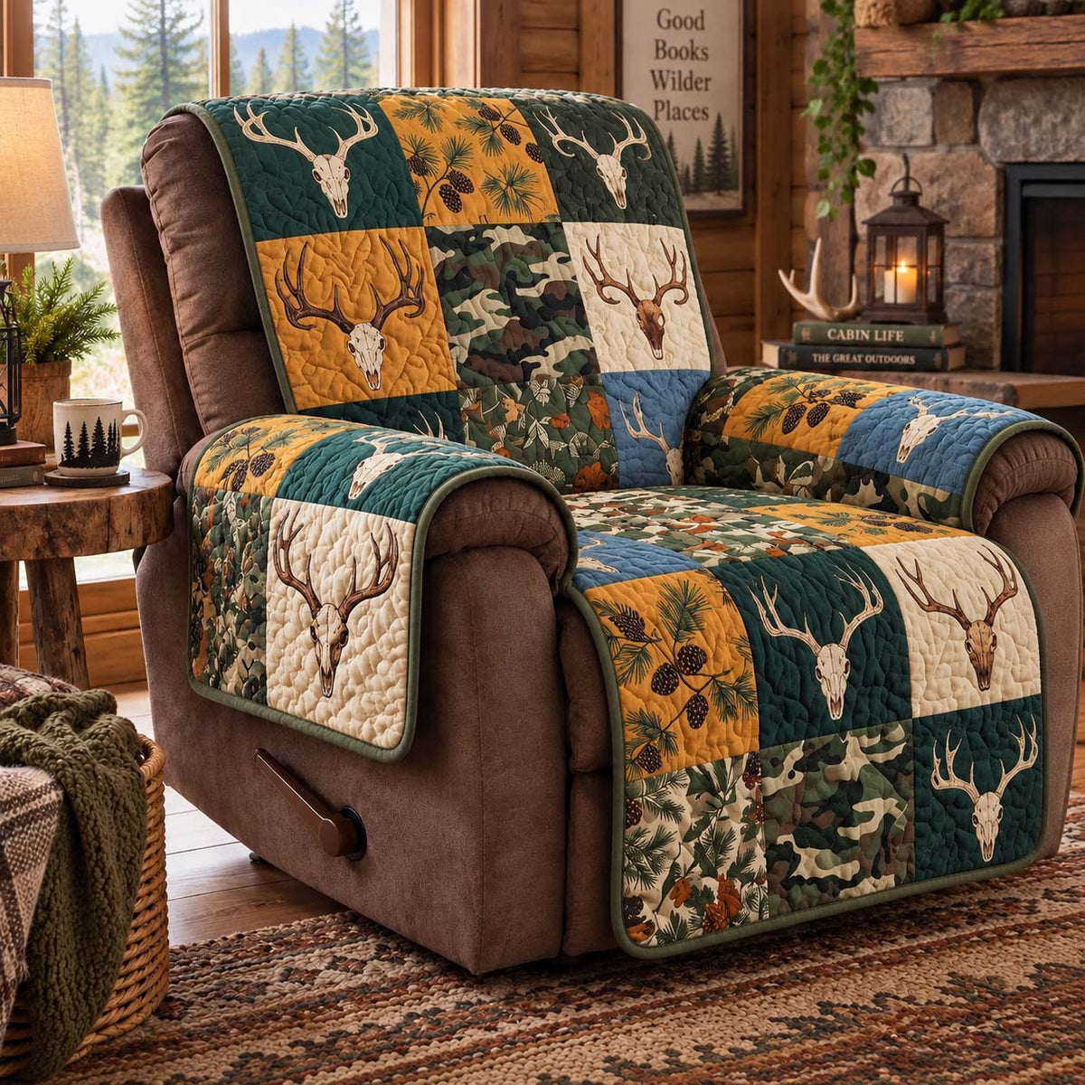 Pine Hunt Retreat Quilted Sofa Cover GFTONTD4122