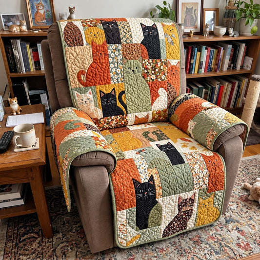 Autumn Patchwork Cats Quilted Sofa Cover GFTONTD4124